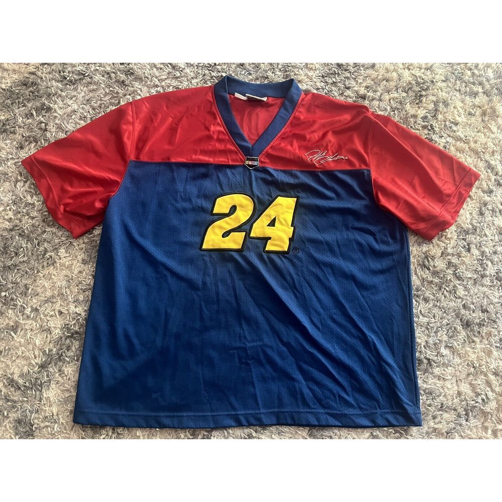 Vintage NASCAR Jeff Gordon Mesh Football Style Jersey Mens XXL Blue Red 90s #24